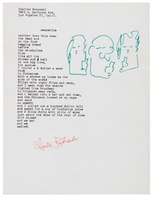 Early Bukowski typescript poem w/art