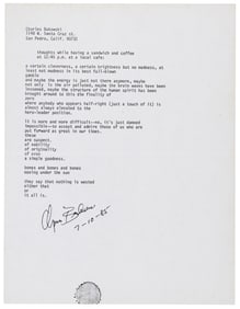 Bukowski Manuscript Poem 1985