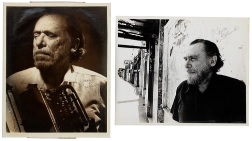 2 signed photos of Bukowski