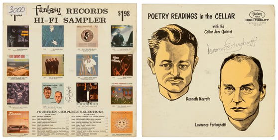 Two signed Lawrence Ferlinghetti LP records