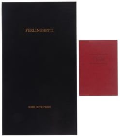 Two broadsides w/original art signed by Ferlinghetti