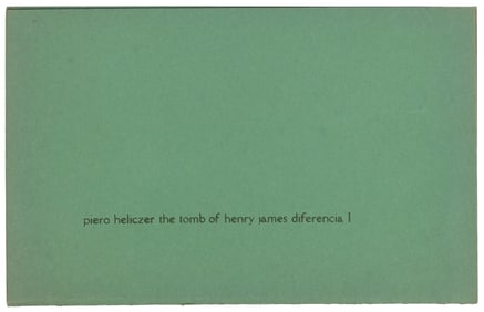 Piero Heliczer's Tomb of Henry James 1/24 rare
