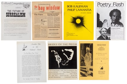 50 flyers for poetry and Surrealism events, 1970s