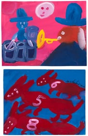 2 original paintings by Jack Micheline