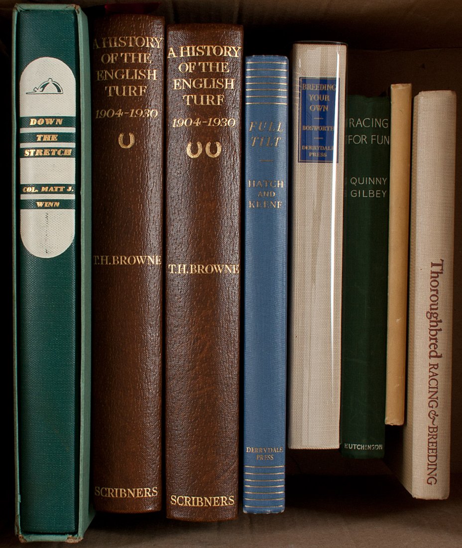 Group of works on equestrian sports: Title: Group of works on equestrian sports Author: ** Description: Includes: * Bosworth, Clarence E. Breeding Your Own: How to Raise and Train Colts. One of 1250 copies. Derrydale Press, [1939]. * Hat