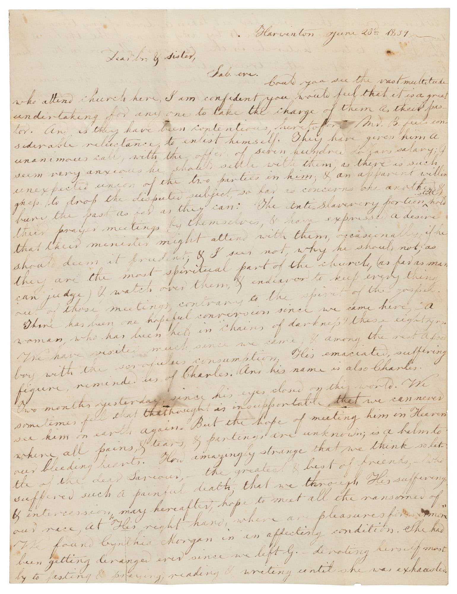 Connecticut church torn by slavery issue