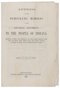 Indiana Democrats denounce slave Emancipation