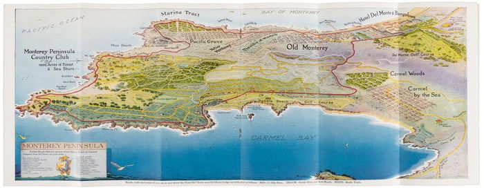Map of the Monterey Peninsula circa 1925