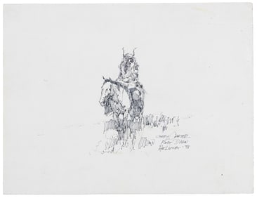 Gary Carter sketch of man on horse, 1978