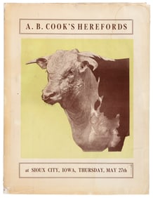 Large 1920s advertisement for cattle sale
