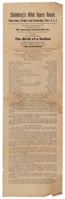 Broadside advertisement for Birth of a Nation
