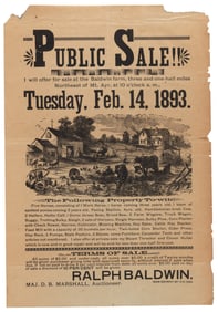 Advertisement for 1893 Iowa farm auction