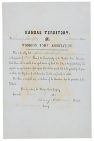 1856 Kansas town association stock certificate