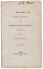 Lewis Cass on Early settlement in Michigan