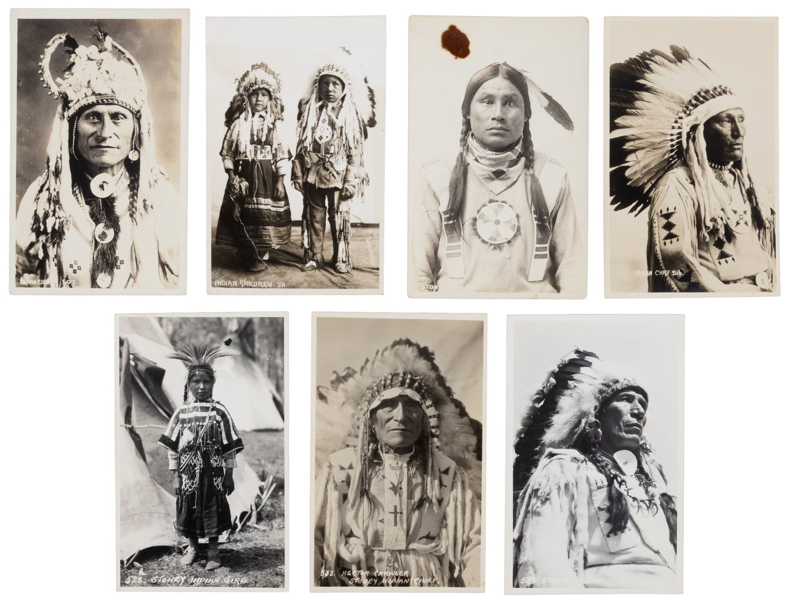 Photo postcards of the Nakoda: Heading: (Native American) Author: Harmon, Byron Hill. Title: Twelve Photo Postcards of Nakoda Native People Place Published: Banff Publisher:Byron Harmon Date Published: 1920s Descript