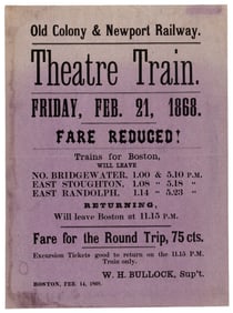 Advertisement for Massachusetts theater train