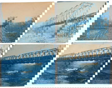 Large cyanotypes of Iowa bridge
