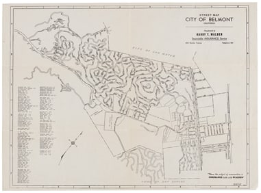 Scarce post-WWII map of Belmont, CA
