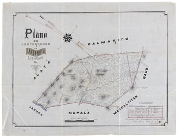 Manuscript map of Sinaloan town