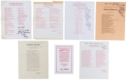 7 Ray Bradbury inscribed X-mas Greetings