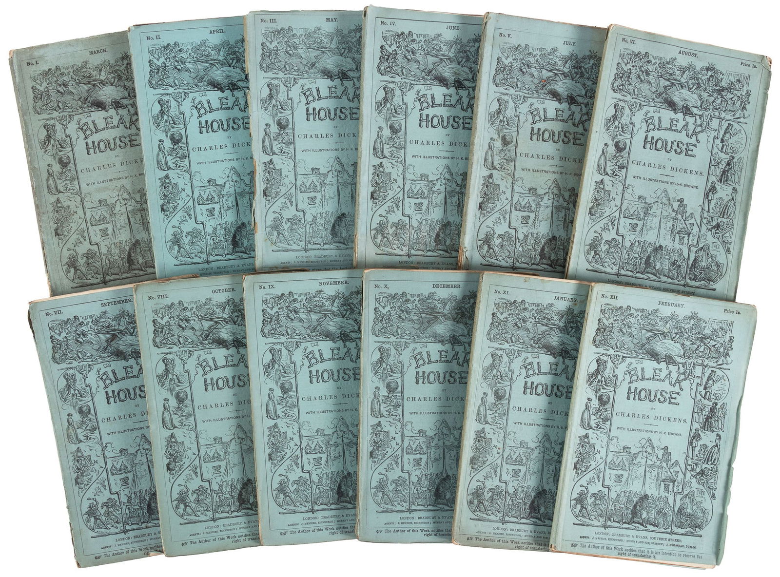 Dickens' Bleak House in original parts 1852-53 (1 of 4)