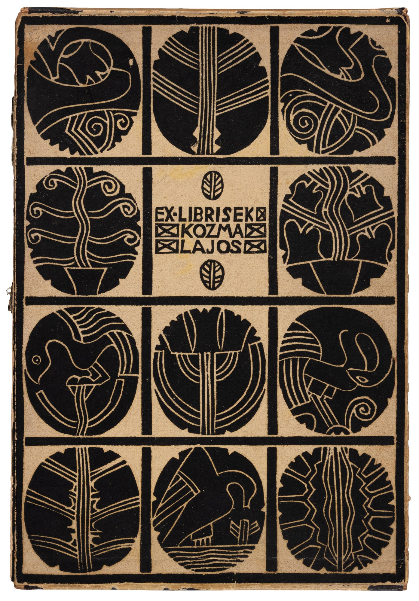 Art Nouveau bookplates by Lajos Kozma, 1909: Heading: Author: Kozma Lajos Title: Kozma Lajos Exlibrisei Place Published: Kiadja Publisher:Budapest Date Published: 1909 Description: 29 reproductions of bookplates. 22.5x15.5 cm