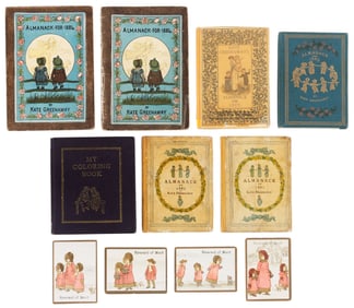 Kate Greenaway almanacks & ephemera w/signed card