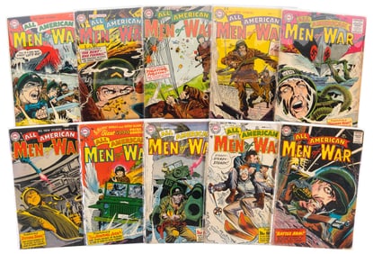 ALL-AMERICAN MEN of WAR #s 24, 25, 27, 29-31, 38, 40-42 * 10 Comics