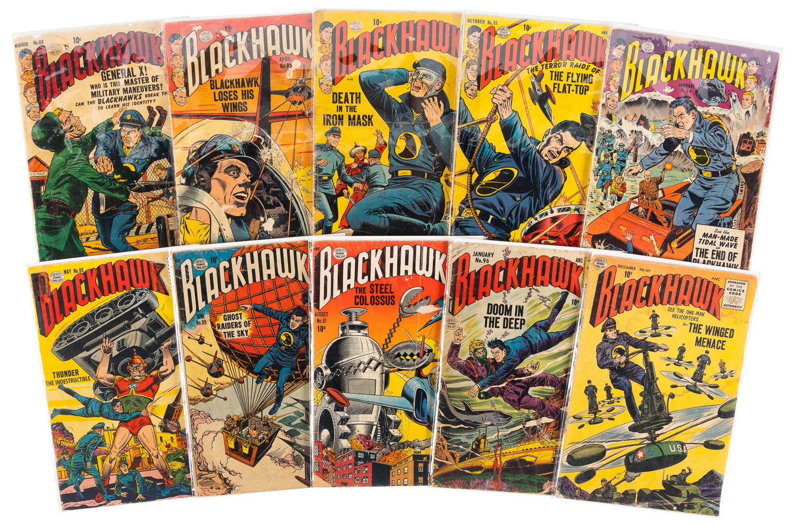 BLACKHAWK #s 62, 63, 72, 81, 84, 88, 89, 91, 96, 107 * 10 Comics (1 of 1)
