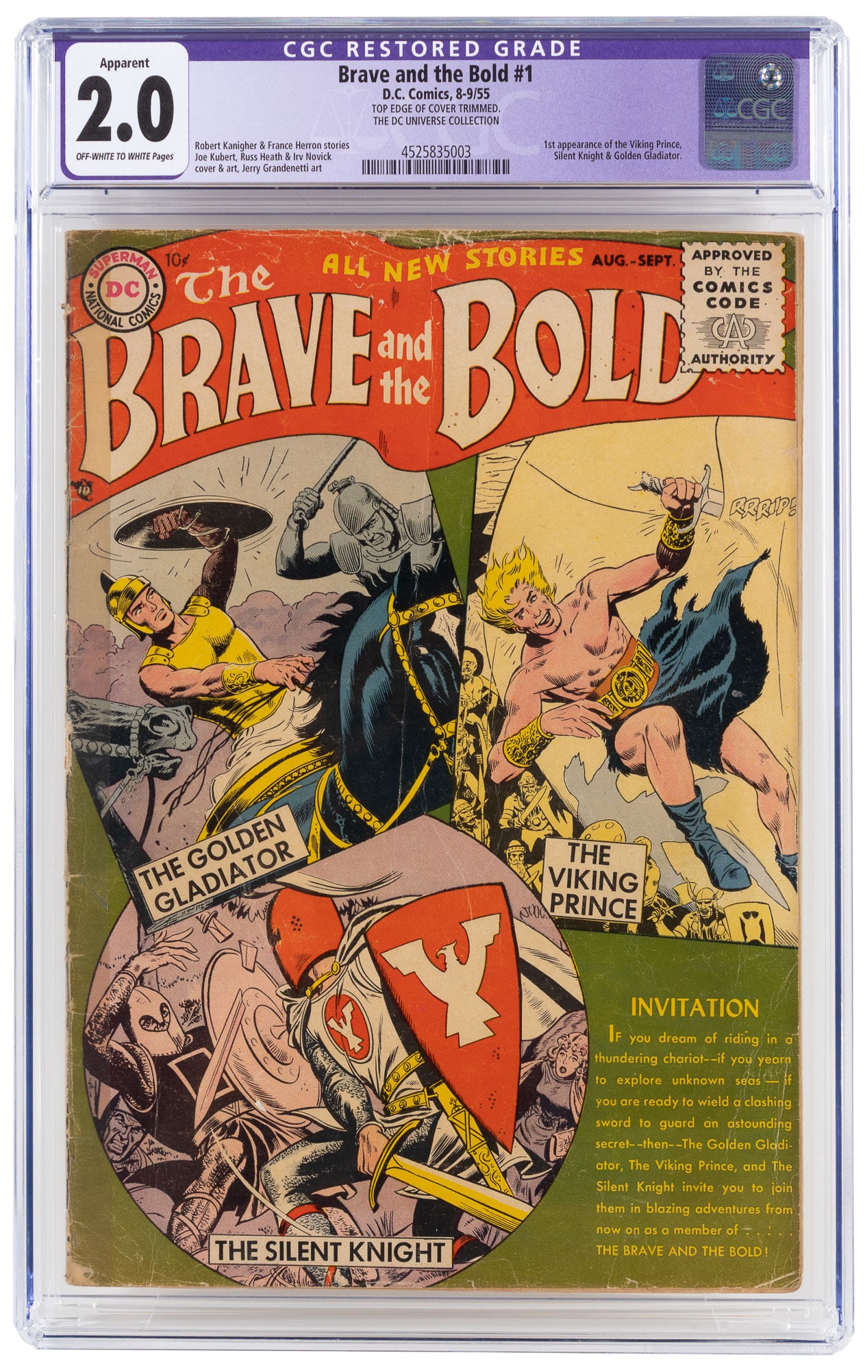 THE BRAVE AND THE BOLD #1 * 1st App: VIKING PRINCE * DC Universe Collection (1 of 2)
