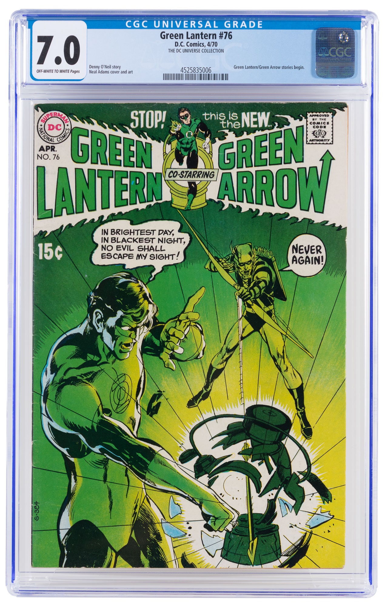 GREEN LANTERN #76 * CGC 7.0 * Green Lantern/Green Arrow Begins (1 of 2)