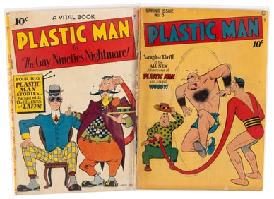 PLASTIC MAN #s 2 & 3 * Lot of 2 Comics * Jack Cole