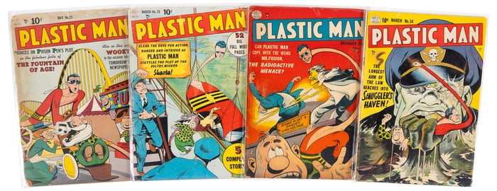 PLASTIC MAN #s 23, 28, 32, 34 * Lot of 4 Comics * Jack Cole