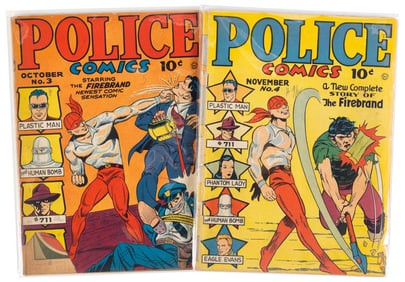 POLICE COMICS #s 3 and 4 * Lot of 2 Comics * Jack Cole