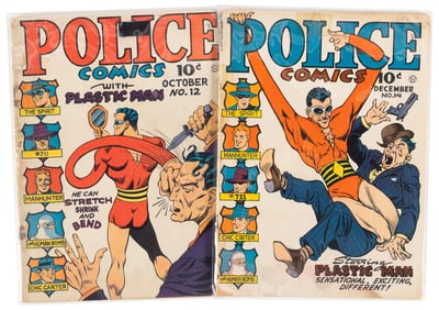 POLICE COMICS #s 12 & 14 * Lot of 2 Comics * Cole * Eisner