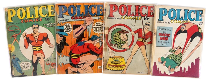 POLICE COMICS #s 15, 21, 37, 40 * Lot of 4 Comics