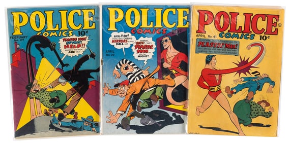 POLICE COMICS #s 27, 29, 41 * 4.0 to 7.0 * Lot of 3 Comics