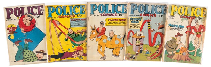 POLICE COMICS #s 31, 36, 42, 45, 46 * Lot of 5 Comics