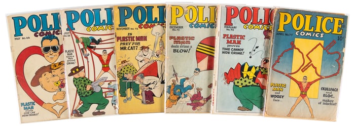 POLICE COMICS #s 66, 68, 72, 73, 75, 77 * Lot of 6 Comics