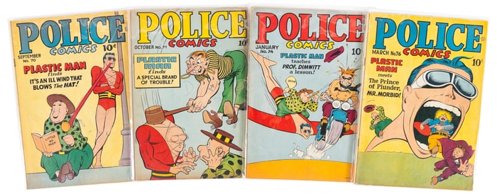 POLICE COMICS #s 70, 71, 74, 76 * Lot of 4 Comics