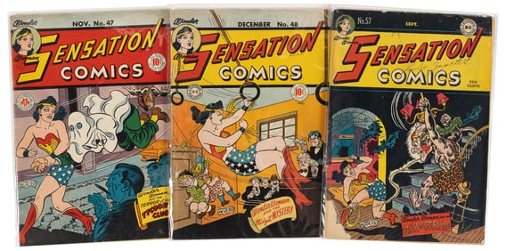 SENSATION COMICS #s 47, 48, 57 * 3 Comics * Wonder Woman