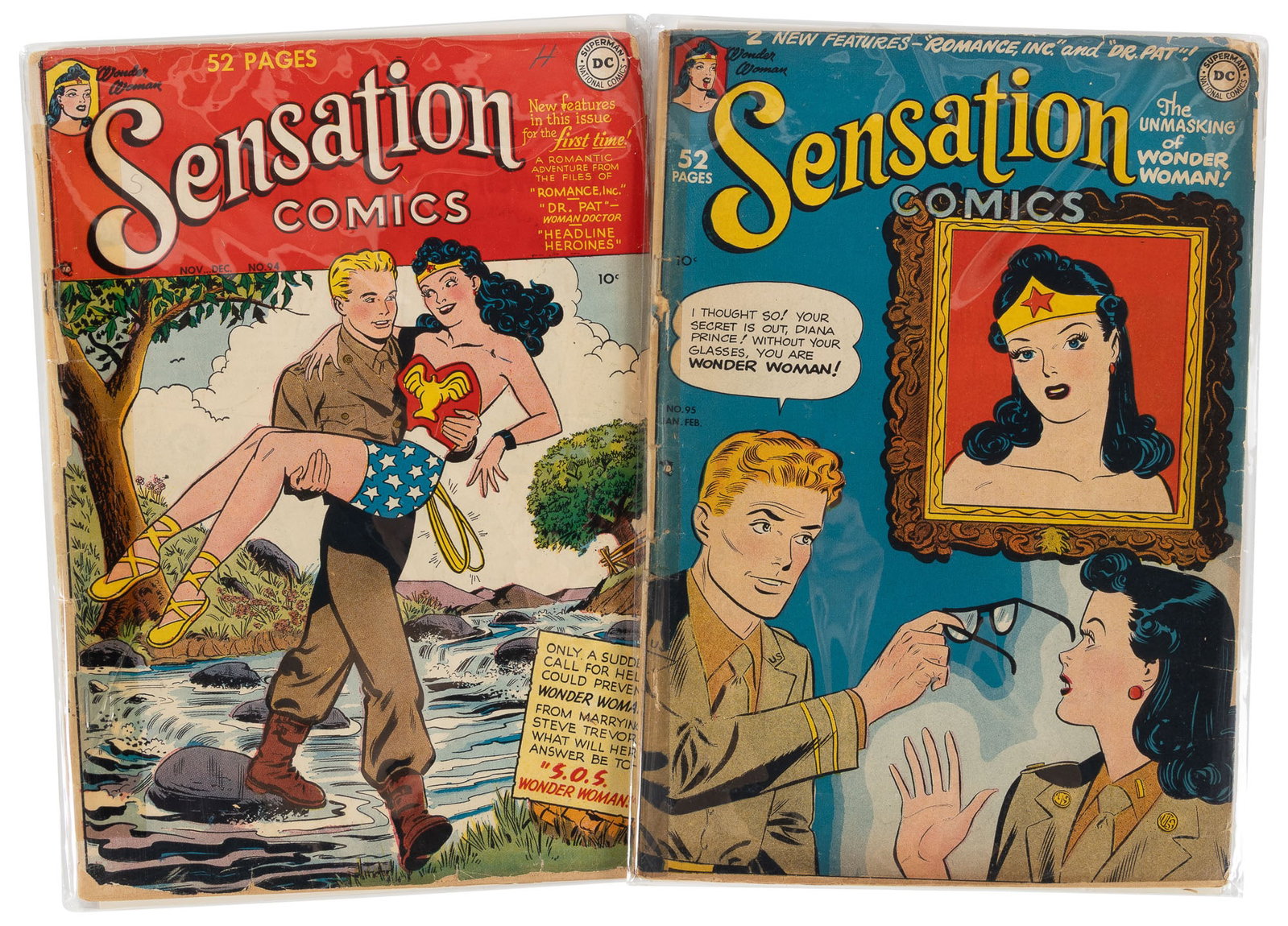 SENSATION COMICS #s 94 & 95 * DC Universe Collection: Heading: Author: Title: SENSATION COMICS Nos. 94 and 95 * Lot of Two Comics Place Published: Publisher:DC [Indicia: National Comics Publications, Inc.] Date Published: 1949-1950 Desc