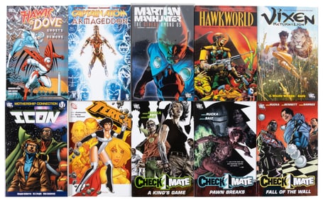 10 volumes of minor hero collected editions including Checkmate, Hawkworld, Martian Manhunter