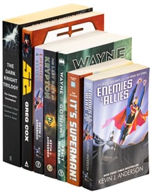 Seven Superman and Batman novels including 52, The Dark Knight Trilogy, Enemies & Allies