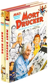 Two volumes of MAD's Greatest Artists featuring Mort Drucker and Dave Berg
