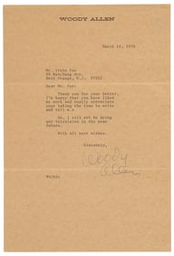 Signed, typed letter by Woody Allen
