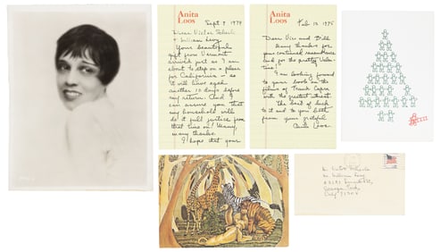 Ephemera signed by Anita Loos