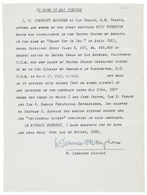 Contract signed by W. Somerset Maugham for Rita Hayworth film