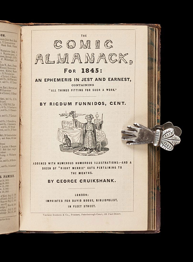 Cruikshank's Comic Almanack 1844 & 1845: Title: The Comic Almanck for 1844 [1845] Author: Cruikshank, George Description: 2 volumes bound in 1. 64; 64 pp. 24 full page etched plates by George Cruikshank, other woodcut illustrations in text.