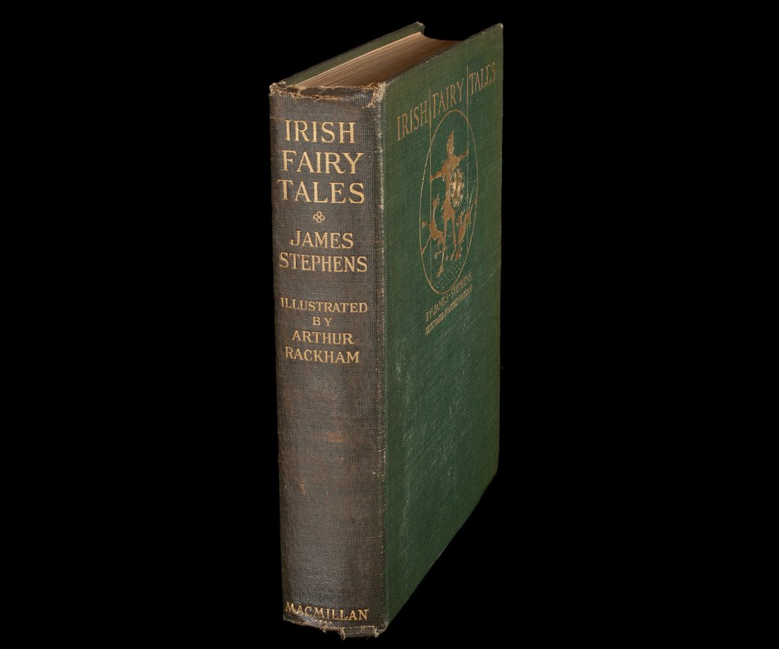 Irish Fairy Tales illus by Arthur Rackham 1920: Title: Irish Fairy Tales Author: Stephens, James Description: With 16 color plates by Arthur Rackham; printed tissue guards; drawings in the text. (8vo), green cloth stamped in gilt. First American Ra